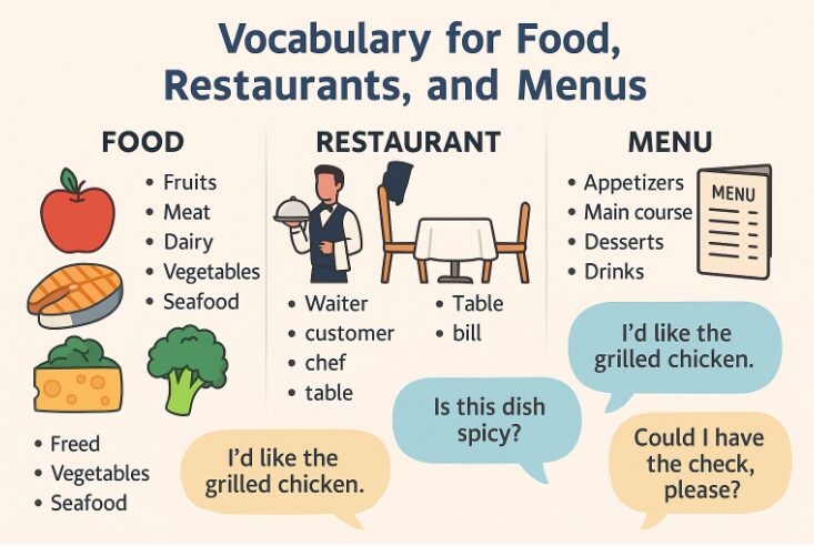 Vocabulary for food restaurants and menu